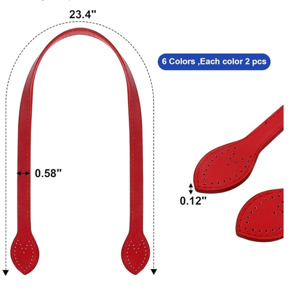 Set of Multicolor PU Leather Bag Handles - Picture 5 of 9